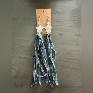 Denim star earrings